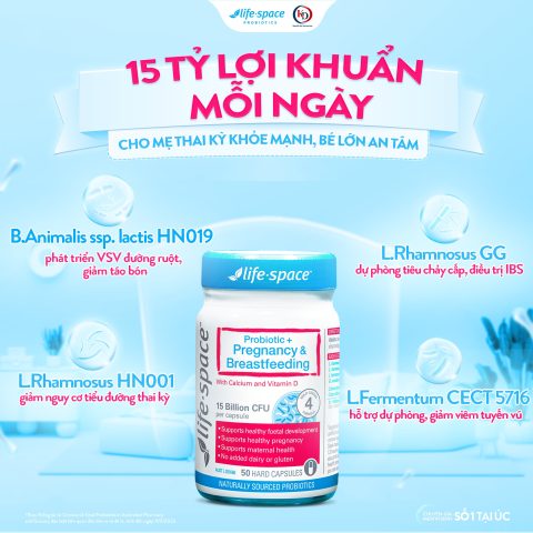 Men vi sinh Life Space Pregnancy & Breastfeeding dành cho phụ nữ có thai và cho con bú lọ 50 viên